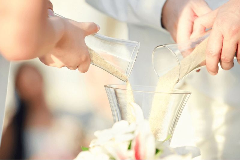 esküvői dekor homok